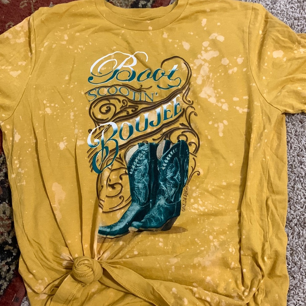 Women's Yellow/Teal "Boot Scootin' Boujee Graphic Tee